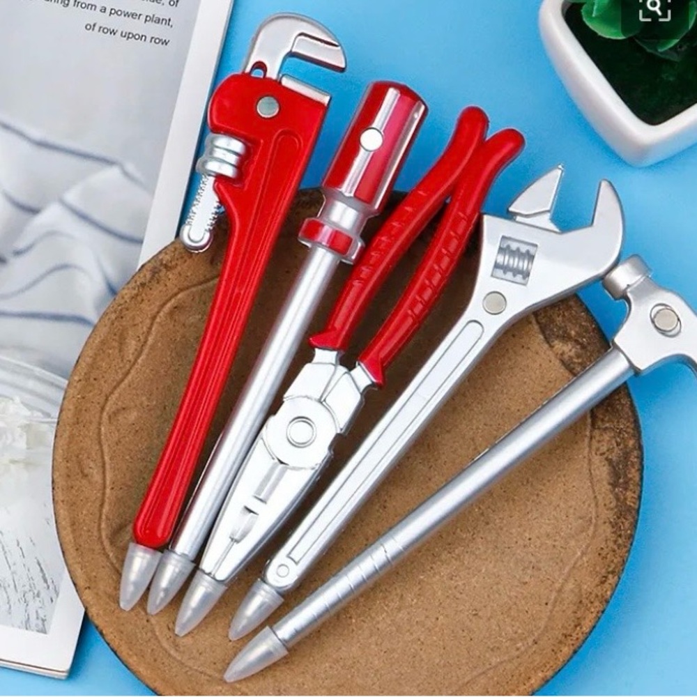 Red & Silver Tool-Shaped Ballpoint Pens ( 1 )